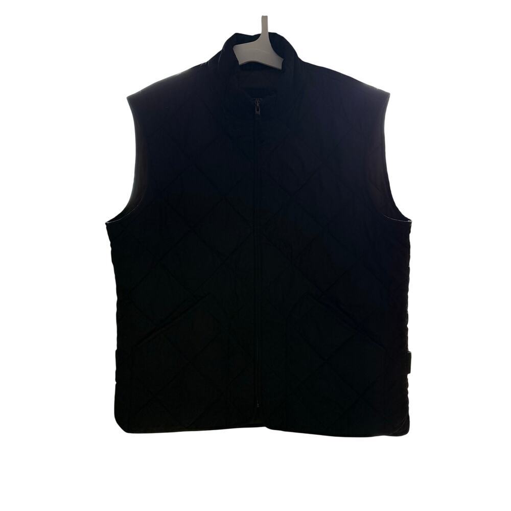 J.Crew Men's Vest, Size Large, Quilted Pattern, Black/Green, Lightweight